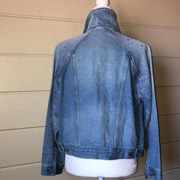 Custom Bedazzled Oversized Jean Jacket Size XS - Picture 4 of 17